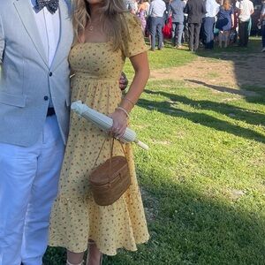 Reformation Yellow Floral Midi Dress